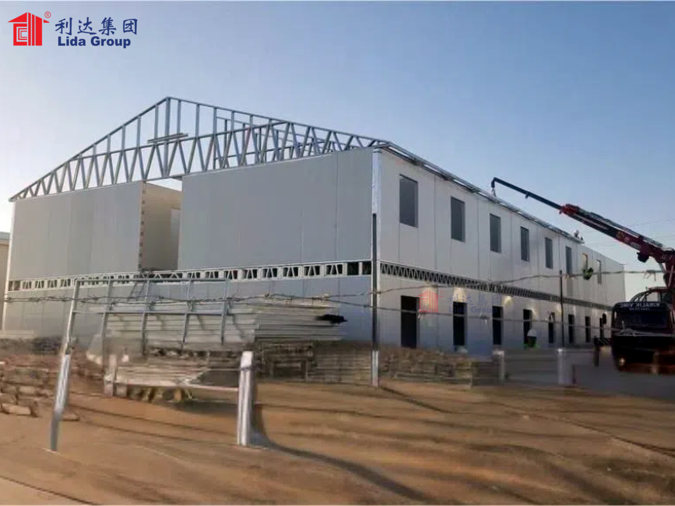 Mining company commissions fully-outfitted temporary labor camps utilizing retrofitted steel shipping containers constructed with lightweight insulated wall panels by Lida Group.